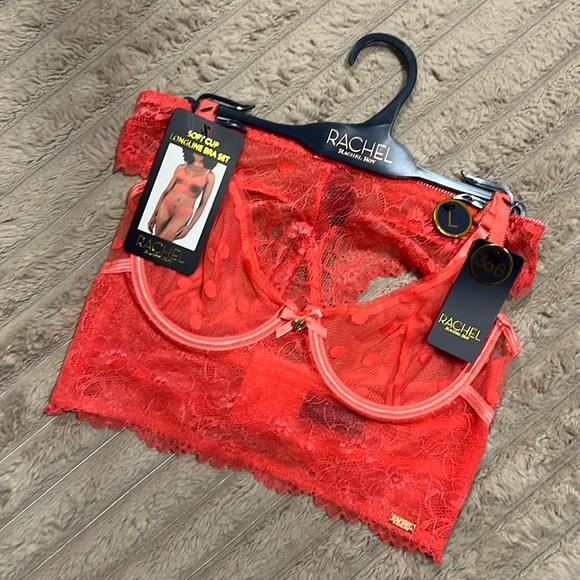 RACHEL Rachel Roy Other - nwt Rachel Roy bra set coral lace large 36B women underwear set thong